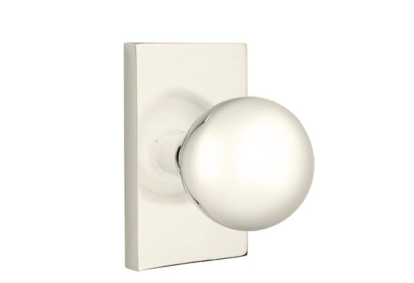 Emtek Orb Knob Concealed Fastener with Modern Rectangular Rosette