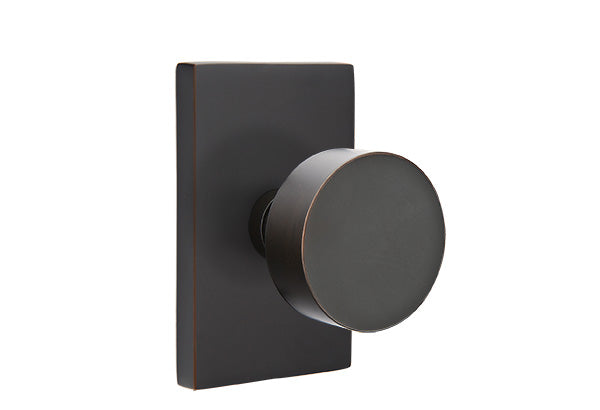 EMTEK  Round Knob with Modern Rectangular Rosette