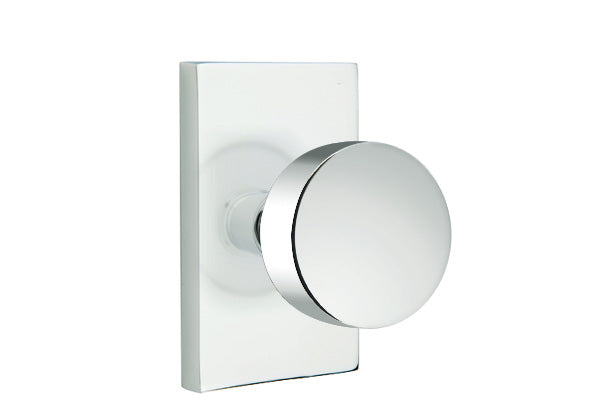 EMTEK  Round Knob with Modern Rectangular Rosette