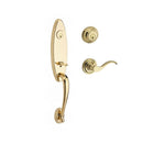 Baldwin Reserve DCCHEXCURLTRR003 Double Cylinder Chesapeake Handleset with Left Hand Curve Lever and Traditional Round Rose with 6AL Latch and Dual Strike Lifetime Brass Finish - Left Hand - NA