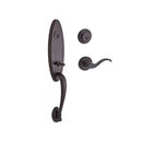 Baldwin Reserve DCCHEXCURLTRR112 Double Cylinder Chesapeake Handleset with Left Hand Curve Lever and Traditional Round Rose with 6AL Latch and Dual Strike Venetian Bronze Finish - Left Hand - NA