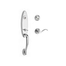 Baldwin Reserve DCCHEXCURLTRR260 Double Cylinder Chesapeake Handleset with Left Hand Curve Lever and Traditional Round Rose with 6AL Latch and Dual Strike Bright Chrome Finish - Left Hand - NA