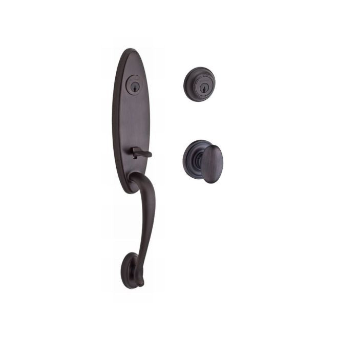 Baldwin Reserve DCCHEXELLTRR112 Double Cylinder Chesapeake Handleset with Ellipse Knob Traditional Round Rose with 6AL Latch and Dual Strike Venetian Bronze Finish - Venetian Bronze - NA