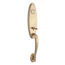 Baldwin Reserve DCCHEXFEDLTAR049 Double Cylinder Chesapeake Handleset with Left Hand Federal Lever and Traditional Arch Rose with 6AL Latch and Dual Strike Matte Brass and Black Finish - Left Hand - NA