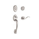 Baldwin Reserve DCCOLXCURRTRR150 Double Cylinder Columbus Handleset with Right Hand Curve Lever and Traditional Round Rose with 6AL Latch and Dual Strike Satin Nickel Finish - Right Hand - NA