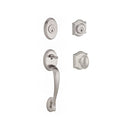 Baldwin Reserve DCCOLXELLTAR150 Double Cylinder Columbus Handleset with Ellipse Knob Traditional Arch Rose with 6AL Latch and Dual Strike Satin Nickel Finish - NA - NA