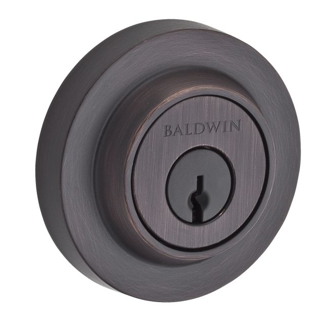 Baldwin Reserve DCCRD112S Double Cylinder Contemporary Round Deadbolt with 6AL Latch; Dual Strike; and SmartKey Venetian Bronze Finish - NA - NA