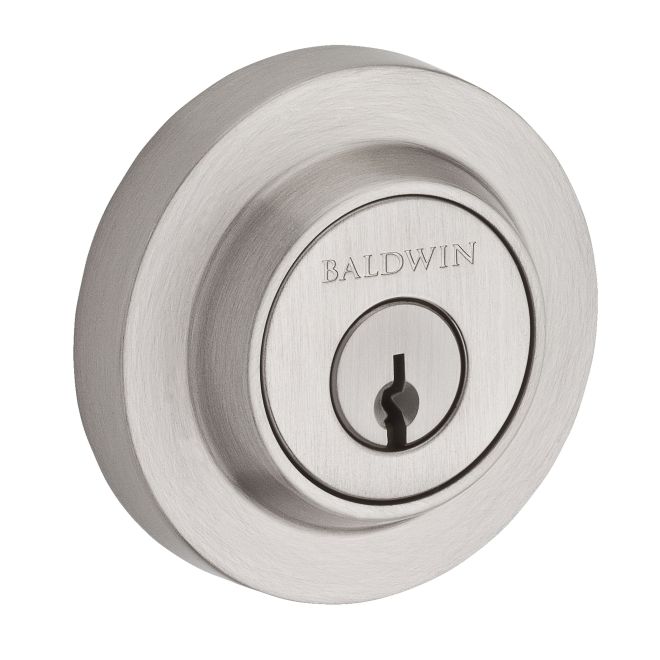 Baldwin Reserve DCCRD150S Double Cylinder Contemporary Round Deadbolt with 6AL Latch; Dual Strike; and SmartKey Satin Nickel Finish - NA - NA