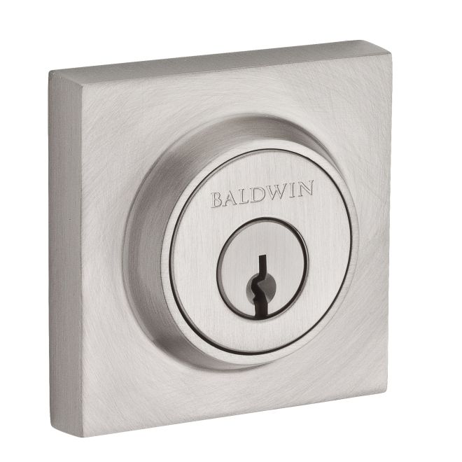 Baldwin Reserve DCCSD150 Double Cylinder Contemporary Square Deadbolt with 6AL Latch and Dual Strike Satin Nickel Finish - Satin Nickel - NA