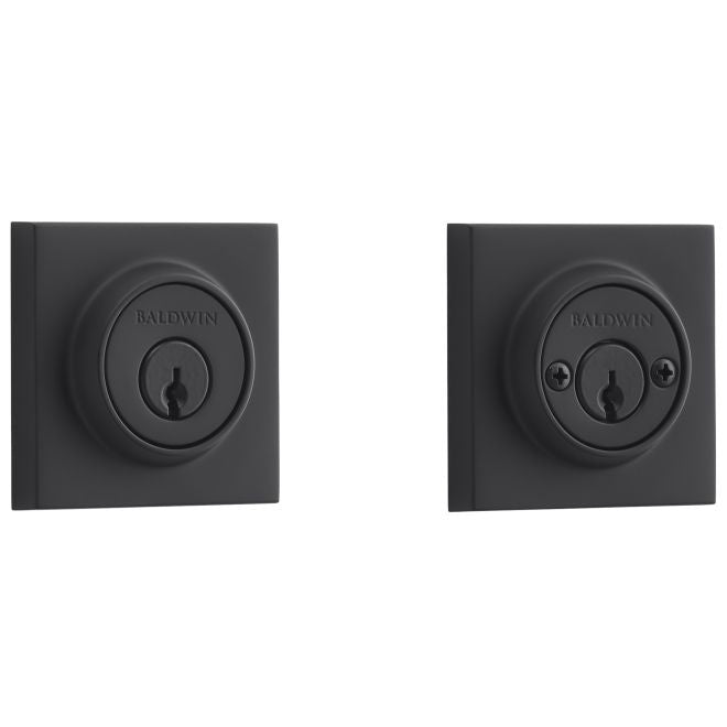 Baldwin Reserve DCCSD190 Double Cylinder Contemporary Square Deadbolt with 6AL Latch and Dual Strike Satin Black Finish - Satin Black - NA