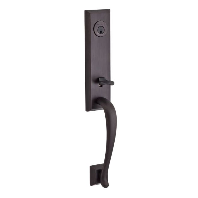 Baldwin Reserve DCDELXDECLTSR112 Double Cylinder Del Mar Handleset with Left Hand Decorative Lever and Traditional Square Rose with 6AL Latch and Dual Strike Venetian Bronze Finish - Left Hand - NA