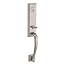Baldwin Reserve DCDELXELLTAR150 Double Cylinder Del Mar Handleset with Ellipse Knob Traditional Arch Rose with 6AL Latch and Dual Strike Satin Nickel Finish - NA - NA