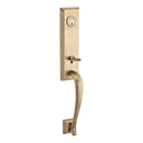 Baldwin Reserve DCDELXTRATAR049 Double Cylinder Del Mar Handleset with Traditional Knob and Traditional Arch Rose with 6AL Latch and Dual Strike Matte Brass and Black Finish - NA - NA