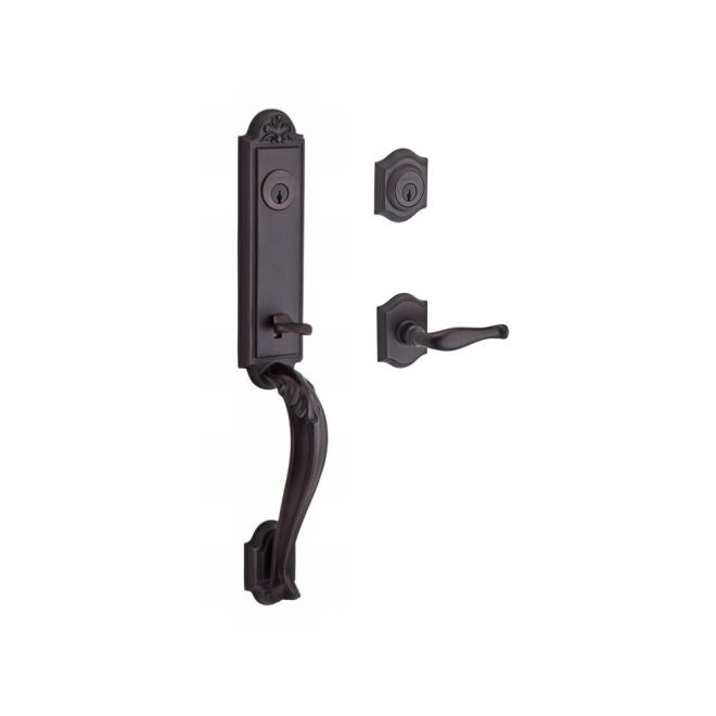 Baldwin Reserve DCELIXDECLTAR112 Double Cylinder Elizabeth Handleset with Left Hand Decorative Lever and Traditional Arch Rose with 6AL Latch and Dual Strike Venetian Bronze Finish - Left Hand - NA