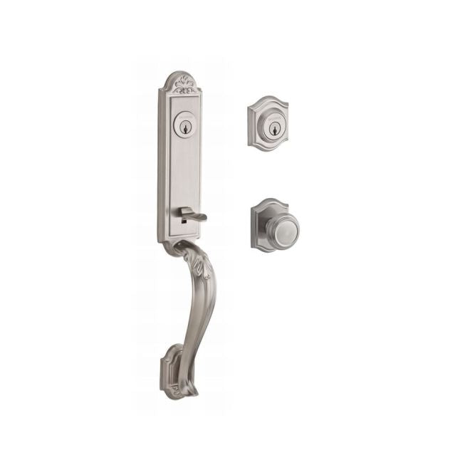 Baldwin Reserve DCELIXTRATAR150 Double Cylinder Elizabeth Handleset with Traditional Knob and Traditional Arch Rose with 6AL Latch and Dual Strike Satin Nickel Finish - NA - NA