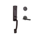 Baldwin Reserve DCMIAXSQULCRR112 Double Cylinder Miami Handleset with Left Hand Square Lever and Contemporary Round Rose with 6AL Latch and Dual Strike Venetian Bronze Finish - Left Hand - NA