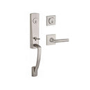 Baldwin Reserve DCMIAXTUBLCSR150 Double Cylinder Miami Handleset with Left Hand Tube Lever and Contemporary Square Rose with 6AL Latch and Dual Strike Satin Nickel Finish - Left Hand - NA