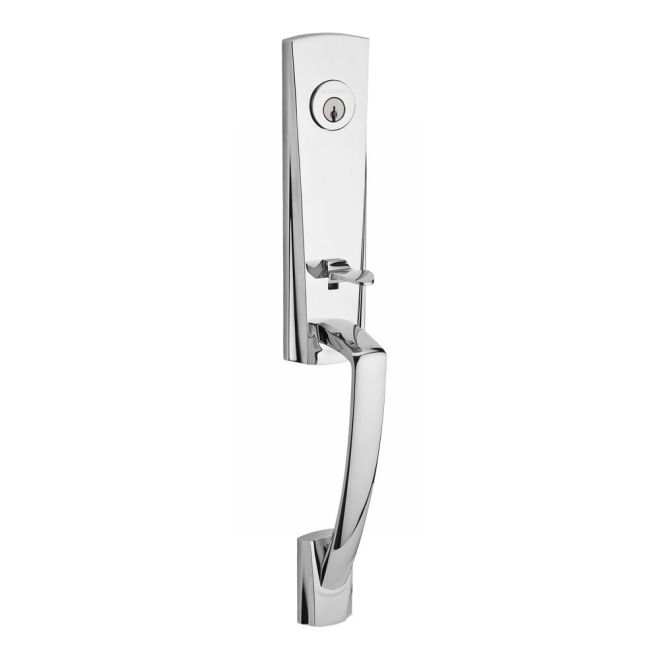 Baldwin Reserve DCMIAXTUBRCSR260 Double Cylinder Miami Handleset with Right Hand Tube Lever and Contemporary Square Rose with 6AL Latch and Dual Strike Bright Chrome Finish - Right Hand - NA