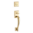 Baldwin Reserve DCNAPXCURLTAR003 Double Cylinder Napa Handleset with Left Hand Curve Lever and Traditional Arch Rose with 6AL Latch and Dual Strike Lifetime Brass Finish - Left Hand - NA