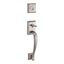 Baldwin Reserve DCNAPXCURLTAR150 Double Cylinder Napa Handleset with Left Hand Curve Lever and Traditional Arch Rose with 6AL Latch and Dual Strike Satin Nickel Finish - Left Hand - NA
