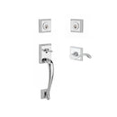 Baldwin Reserve DCNAPXCURLTSR260 Double Cylinder Napa Handleset with Left Hand Curve Lever and Traditional Square Rose with 6AL Latch and Dual Strike Bright Chrome Finish - Left Hand - NA