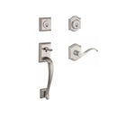 Baldwin Reserve DCNAPXCURRTAR150 Double Cylinder Napa Handleset with Right Hand Curve Lever and Traditional Arch Rose with 6AL Latch and Dual Strike Satin Nickel Finish - Right Hand - NA
