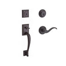Baldwin Reserve DCNAPXCURRTRR112 Double Cylinder Napa Handleset with Right Hand Curve Lever and Traditional Round Rose with 6AL Latch and Dual Strike Venetian Bronze Finish - Right Hand - NA