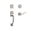 Baldwin Reserve DCNAPXCURRTRR150 Double Cylinder Napa Handleset with Right Hand Curve Lever and Traditional Round Rose with 6AL Latch and Dual Strike Satin Nickel Finish - Right Hand - NA