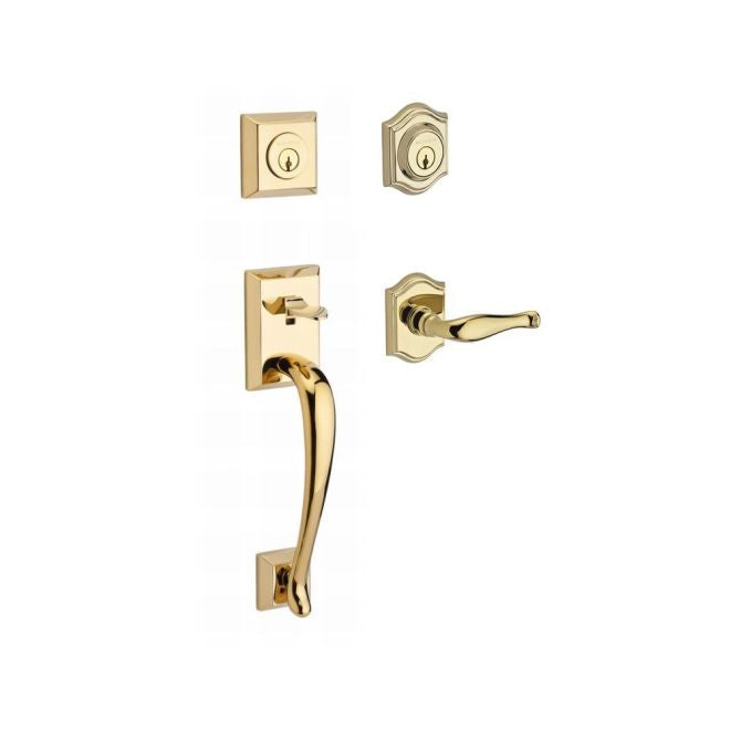 Baldwin Reserve DCNAPXDECLTAR003 Double Cylinder Napa Handleset with Left Hand Decorative Lever and Traditional Arch Rose with 6AL Latch and Dual Strike Lifetime Brass Finish - Left Hand - NA