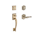 Baldwin Reserve DCNAPXDECLTAR049 Double Cylinder Napa Handleset with Left Hand Decorative Lever and Traditional Arch Rose with 6AL Latch and Dual Strike Matte Brass and Black Finish - Left Hand - NA