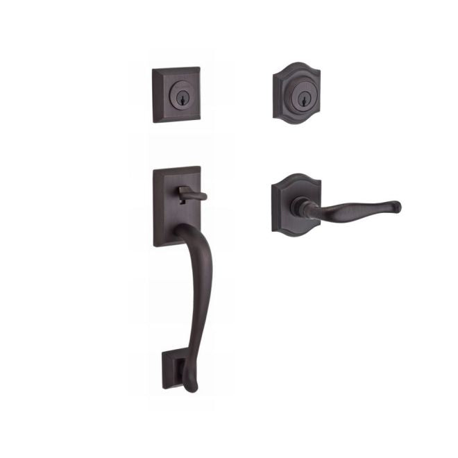 Baldwin Reserve DCNAPXDECLTAR112 Double Cylinder Napa Handleset with Left Hand Decorative Lever and Traditional Arch Rose with 6AL Latch and Dual Strike Venetian Bronze Finish - Left Hand - NA