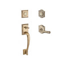 Baldwin Reserve DCNAPXFEDLTAR049 Double Cylinder Napa Handleset with Left Hand Federal Lever and Traditional Arch Rose with 6AL Latch and Dual Strike Matte Brass and Black Finish - Left Hand - NA
