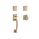 Baldwin Reserve DCNAPXTRATSR049 Double Cylinder Napa Handleset with Traditional Knob and Traditional Square Rose with 6AL Latch and Dual Strike Matte Brass and Black Finish - NA - NA