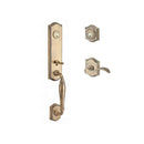 Baldwin Reserve DCNEWXCURLTAR049 Double Cylinder New Hampshire Handleset with Left Hand Curve Lever and Traditional Arch Rose with 6AL Latch and Dual Strike Matte Brass and Black Finish - Left Hand - NA