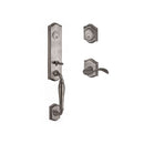 Baldwin Reserve DCNEWXCURLTAR152 Double Cylinder New Hampshire Handleset with Left Hand Curve Lever and Traditional Arch Rose with 6AL Latch and Dual Strike Matte Antique Nickel Finish - Left Hand - NA