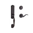 Baldwin Reserve DCNEWXCURLTRR112 Double Cylinder New Hampshire Handleset with Left Hand Curve Lever and Traditional Round Rose with 6AL Latch and Dual Strike Venetian Bronze Finish - Left Hand - NA