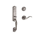 Baldwin Reserve DCNEWXCURLTRR152 Double Cylinder New Hampshire Handleset with Left Hand Curve Lever and Traditional Round Rose with 6AL Latch and Dual Strike Matte Antique Nickel Finish - Left Hand - NA