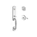 Baldwin Reserve DCNEWXCURRTAR260 Double Cylinder New Hampshire Handleset with Right Hand Curve Lever and Traditional Arch Rose with 6AL Latch and Dual Strike Bright Chrome Finish - Right Hand - NA