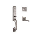 Baldwin Reserve DCNEWXDECLTSR152 Double Cylinder New Hampshire Handleset with Left Hand Decorative Lever and Traditional Square Rose with 6AL Latch and Dual Strike Matte Antique Nickel Finish - Left Hand - NA