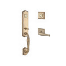 Baldwin Reserve DCNEWXDECRTSR049 Double Cylinder New Hampshire Handleset with Right Hand Decorative Lever and Traditional Square Rose with 6AL Latch and Dual Strike Matte Brass and Black Finish - Right Hand - NA