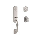 Baldwin Reserve DCNEWXTRATAR150 Double Cylinder New Hampshire Handleset with Traditional Knob and Traditional Arch Rose with 6AL Latch and Dual Strike Satin Nickel Finish - NA - NA