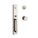 Baldwin Reserve DCSANXCONCRR141 Double Cylinder Santa Cruz Handleset Contemporary Knob and Contemporary Round Rose with 6AL Latch and Dual Strike Bright Nickel Finish - NA - NA