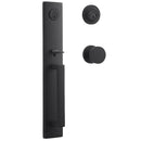 Baldwin Reserve DCSANXCONCRR190 Double Cylinder Santa Cruz Handleset Contemporary Knob and Contemporary Round Rose with 6AL Latch and Dual Strike Satin Black Finish - NA - NA
