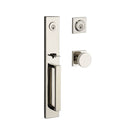 Baldwin Reserve DCSANXCONCSR141 Double Cylinder Santa Cruz Handleset Contemporary Knob and Contemporary Square Rose with 6AL Latch and Dual Strike Bright Nickel Finish - NA - NA