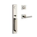 Baldwin Reserve DCSANXTUBCSR141 Double Cylinder Santa Cruz Handleset Tube Lever and Contemporary Square Rose with 6AL Latch and Dual Strike Bright Nickel Finish - NA - NA