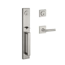 Baldwin Reserve DCSANXTUBCSR150 Double Cylinder Santa Cruz Handleset Tube Lever and Contemporary Square Rose with 6AL Latch and Dual Strike Satin Nickel Finish - NA - NA