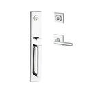 Baldwin Reserve DCSANXTUBCSR260 Double Cylinder Santa Cruz Handleset Tube Lever and Contemporary Square Rose with 6AL Latch and Dual Strike Bright Chrome Finish - NA - NA