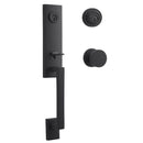 Baldwin Reserve DCSEAXCONCRR190 Double Cylinder Seattle Handleset Contemporary Knob and Contemporary Round Rose with 6AL Latch and Dual Strike Satin Black Finish - NA - NA