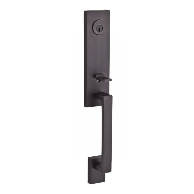 Baldwin Reserve DCSEAXROUCRR112 Double Cylinder Seattle Handleset with Round Knob and Contemporary Round Rose with 6AL Latch and Dual Strike Venetian Bronze Finish - NA - NA