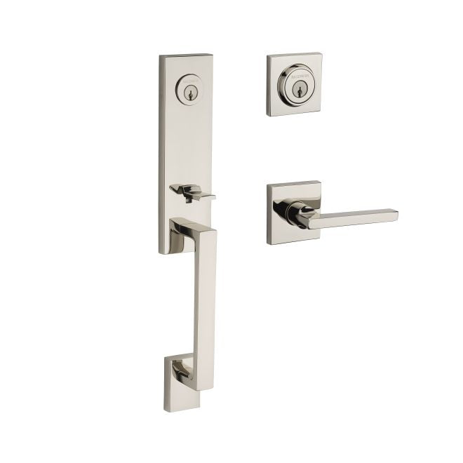 Baldwin Reserve DCSEAXSQULCSR141 Double Cylinder Seattle Handleset with Left Hand Square Lever and Contemporary Square Rose with 6AL Latch and Dual Strike Bright Nickel Finish - Left Hand - NA